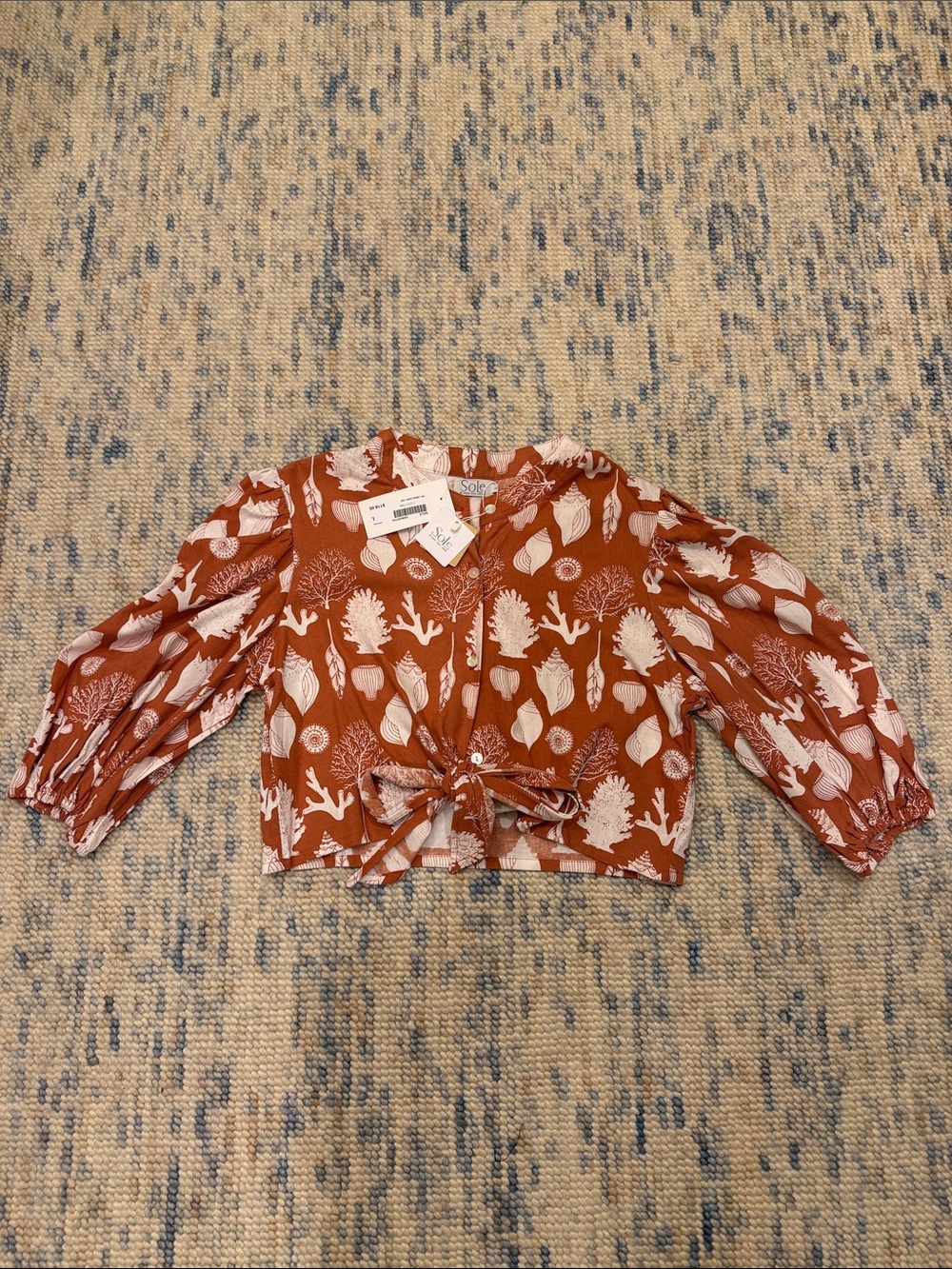Rust Floral Tie-Front Women's Top